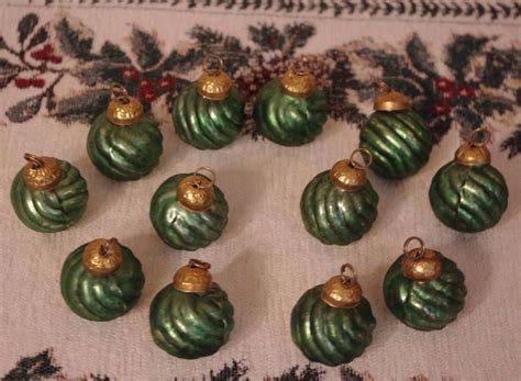 Mini Mercury Glass Kugel Vintage Style Feather Tree Green Christmas Ornaments Christmas