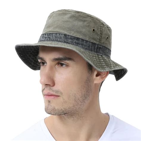 Voboom Mens Bob Summer Panama Bucket Hats Cotton Green Fishing Wide