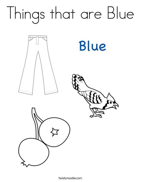 Things That Are Blue Coloring Page Color Blue Worksheets For