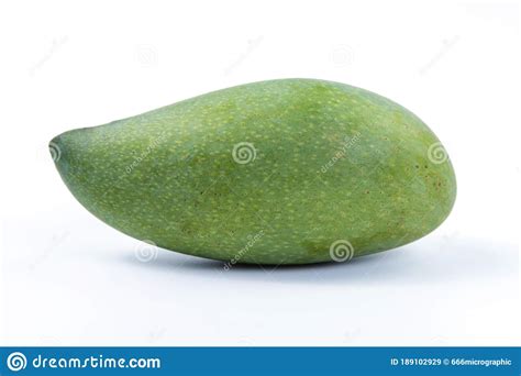 Fresh Green Mango On White Background Tropical Fruit Stock Image