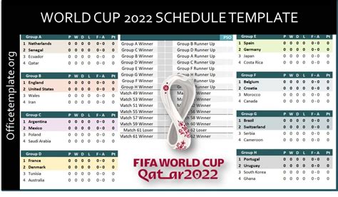 Football World Cup 2022 Schedule Template Office Templates