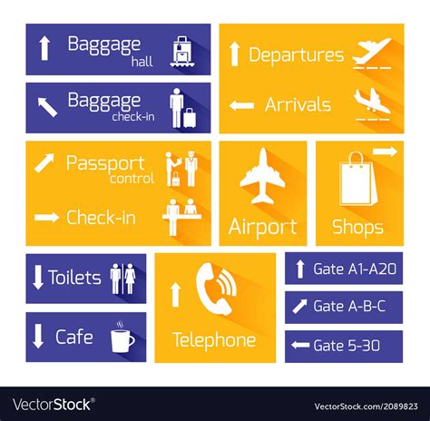 Airport Navigation Infographic Design Elements Vector Image
