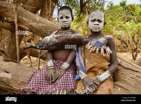 Mursi Boys In The Lower Omo Valley Of Ethiopia Stock Photo Alamy