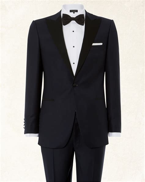 Midnight Blue Single Breasted Peak Lapel Dinner Suit Black Suit