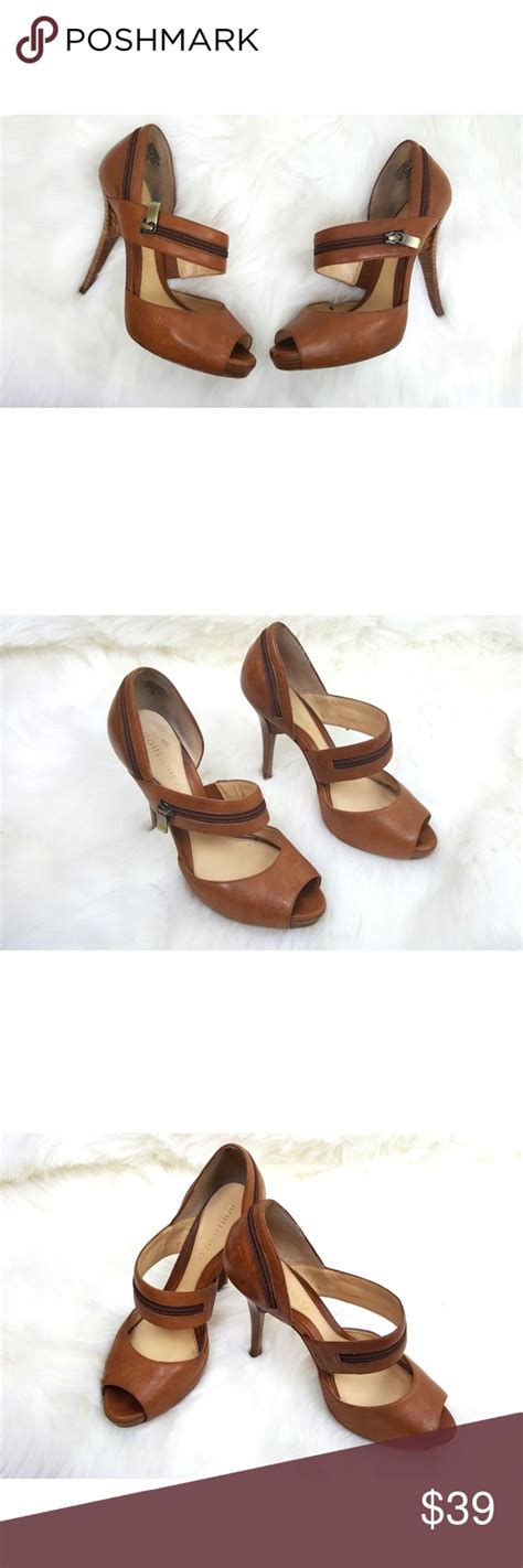 Brown Boutique 9 Heels With Zippers Heels Peep Toe High Heel Ladies