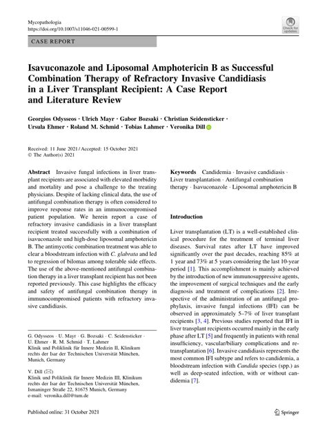 Pdf Isavuconazole And Liposomal Amphotericin B As Successful