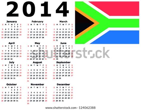 2014 Calendar Flag South Africa Stock Vector Royalty Free 124062388