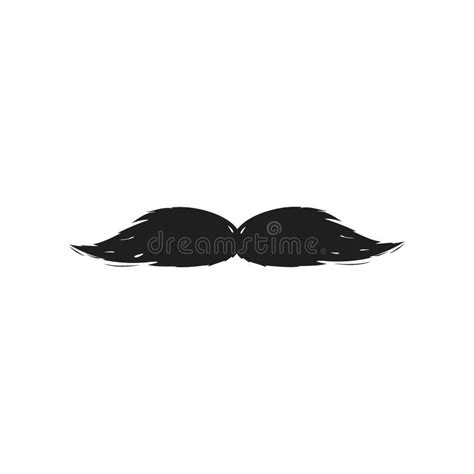 Realistic Vector Hand Drawn Vintage Black Curly Mustache Moustache