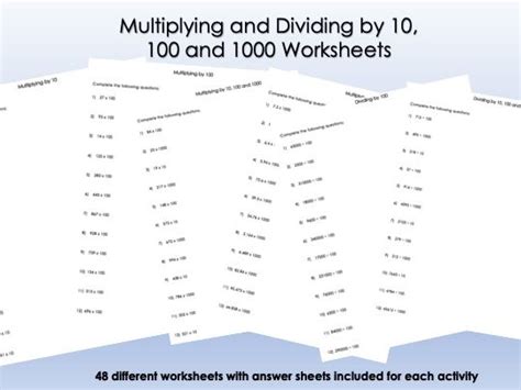 Multiplying And Dividing By 10 100 And 1000 Worksheets Teaching