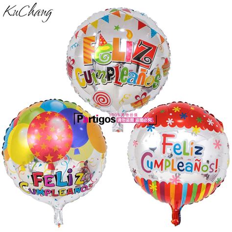 50pcslot 4545cm Foil Balloons Spanish Happy Birthday Ballons Wedding
