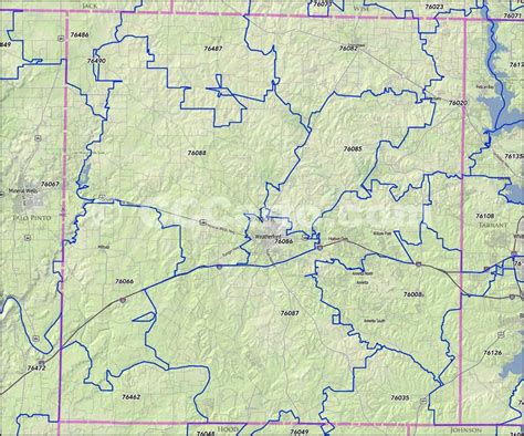 Parker County Tx Zip Code Boundary Map