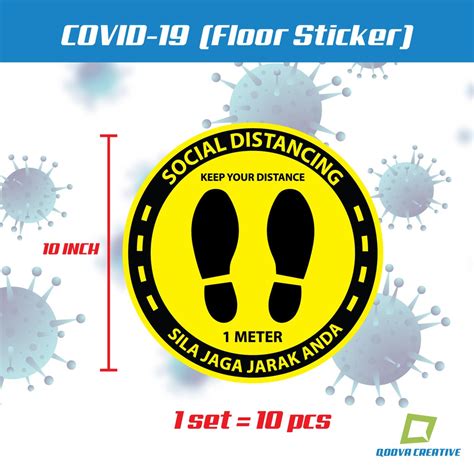 Social Distance Floor Sticker Covid 19 1 Set 10pcs Shopee Malaysia