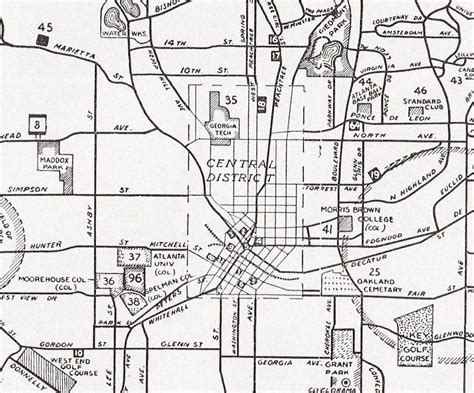 1940s Atlanta Street Map 11x14 Vintage City Map American Etsy