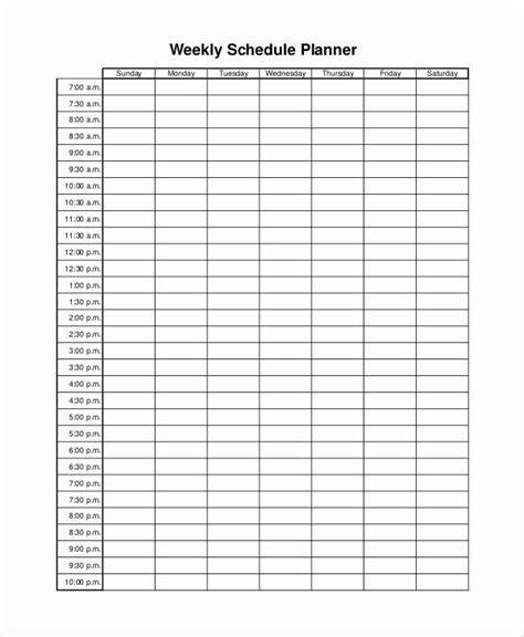 Week Time Schedule Template New Printable Weekly Planner Sample 9
