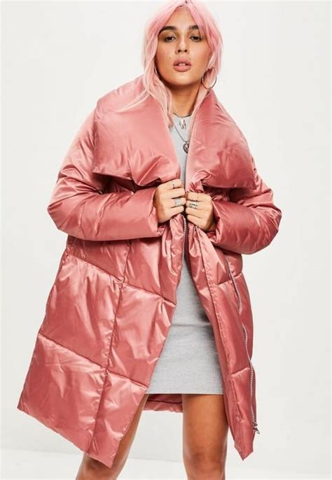 missguided pink waterfall puffer jacket gigi hadid wearing long pink coat popsugar fashion