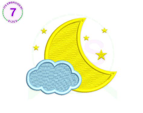 Moon Embroidery Design Sun Machine Embroidery Moon Etsy