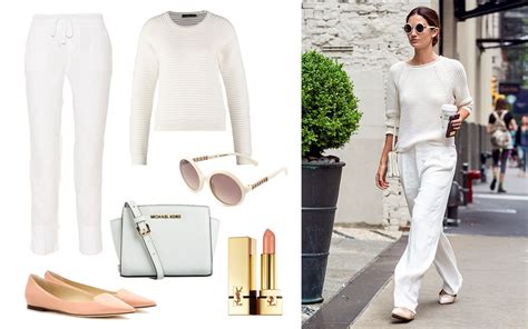 look der woche lily aldridges all white outfit modestil outfit komplett schwarzes outfit