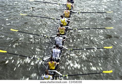 Water Background Rowers Eightoar Rowing Boat Stock Illustration 11458330