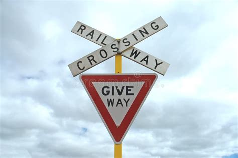Give Way Railway Crossing Sign Stock Photo Image Of Closeup Railway