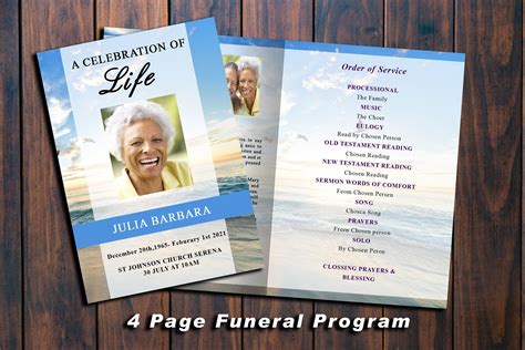 Celebration of Life Brochure 4 Page Sea Funeral Program | Etsy
