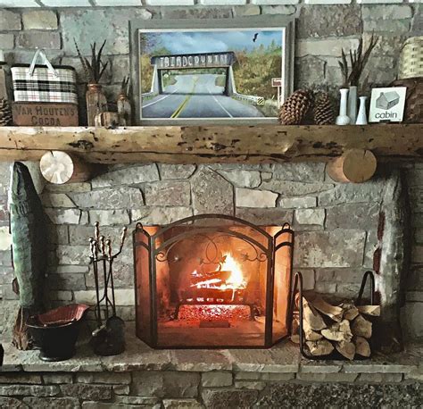 Cabin Mantel Decor Log Cabin Fireplace Rustic Fireplace Mantels Wood