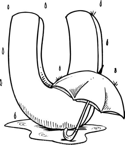 This umbrella coloring page features a picture of an umbrella to color for spring. Letter U is for Umbrella coloring page | Free Printable ...