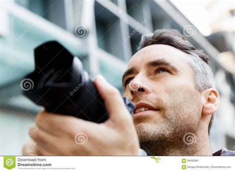 Male Photographer Taking Picture Stock Image Image Of Taking City