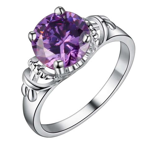 Classic Fashion Purple Zircon Wholesale 925 Jewelry Silver Plated Ring