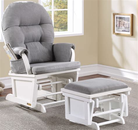 Glider chair and ottoman set white grey 7580cb 15 1139. Glider Chair with Nursing ottoman and Retractable foot ...