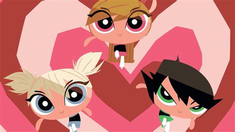 The Powerpuff Girls Blossom Bubbles And Buttercup In Heart Shape