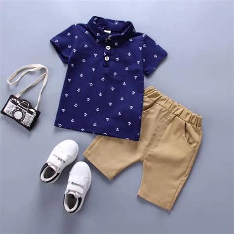 12m 5t Infant Baby Toddler Boy Summer Clothes Sets Polo Shirt Shorts