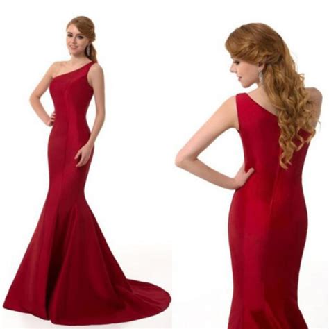Dress Prom Dress One Shoulder Prom Dress Mermaid Prom Dress Red