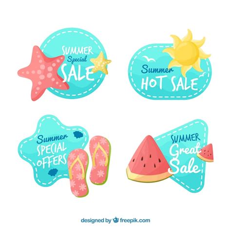 Free Vector Summer Sale Stickers Pack
