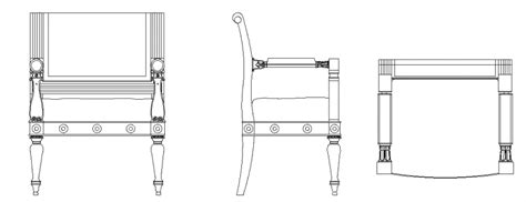 Arm Chair Elevationside View And Plan With Furniture View Dwg File