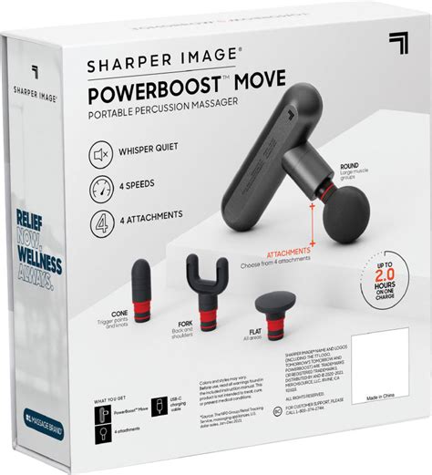 Sharper Image Powerboost Move Deep Tissue Travel Percussion Massager Grey 1014502 Best Buy