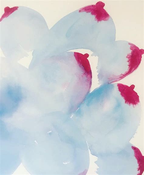 Nina Bovasso Peinture à Laquarelle Boutons Bleus Cyan Avec Nipples Magenta En Vente Sur 1stdibs