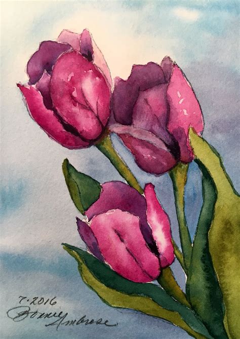 Tulips Loose Watercolor Paintings Tulip Painting Watercolor Paintings