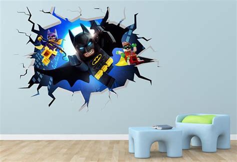Lego Batman Smashed Wall Decal 3d Kids Sticker Art Decor Vinyl