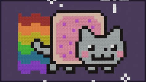 Minecraft Pixel Art Do Nyan Cat Build Battle Youtube