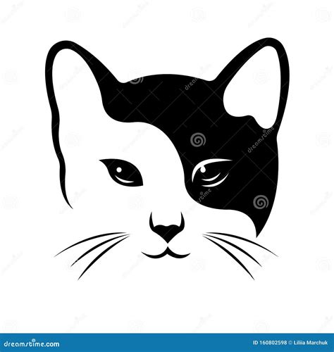 Die Silhouette Des Schwarzen Gesichts Der Katze Die Eine Seite Ist Das