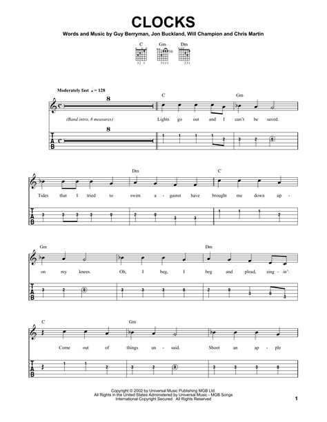 Clocks By Coldplay Easy Guitar Tab Guitar Instructor