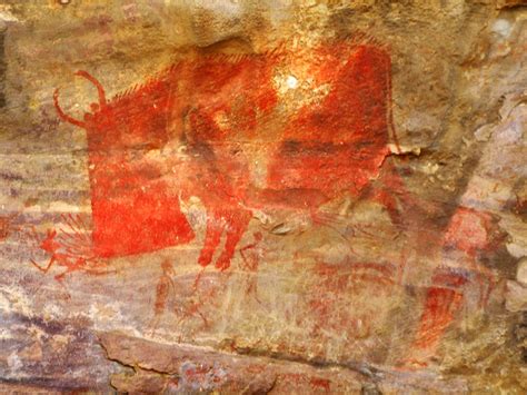 Filea Man Being Hunted By A Beast Bhimbetka Cave Paintings