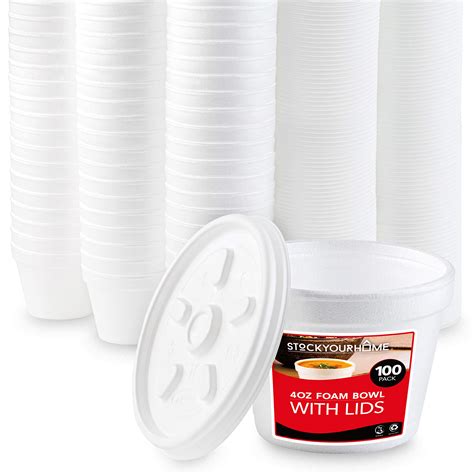 Buy Stock Your Home 4 Ounce Foam S With Lids 100 Count Styrofoam S