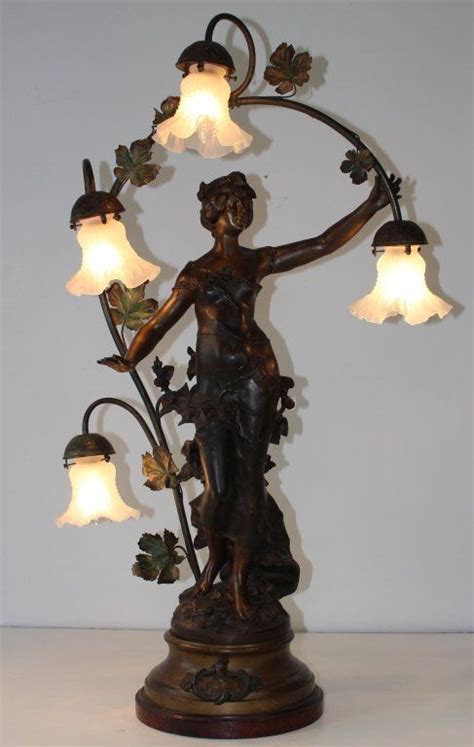 August Moreau Art Nouveau Table Lamp Lot 84 Art Nouveau Lamps Art