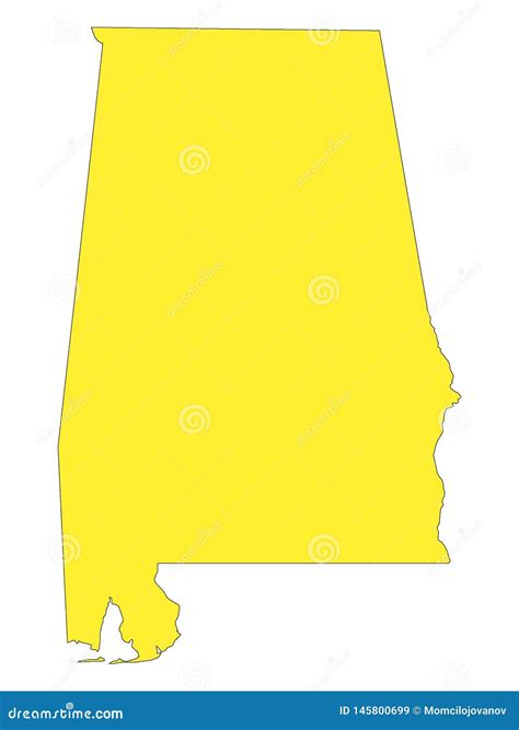 Yellow Map Of Us State Of Alabama Stock Vector Illustration Of