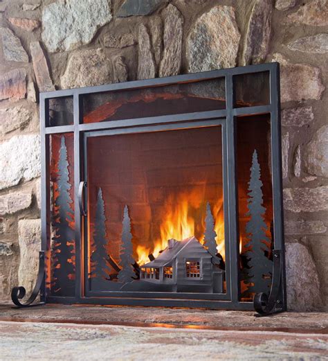 The additional cabin was originally built in the 1860's. Large Mountain Cabin Fireplace Fire Screen with Door ...