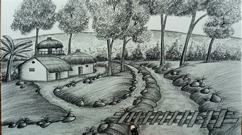 How To Draw Village Scenery Easy And Step By Step For Kids And Beginner