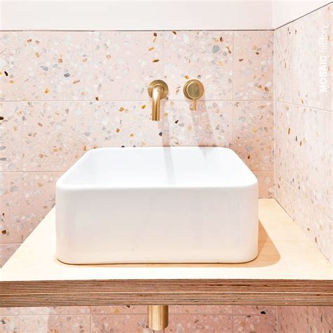 Pink Terrazzo Bathroom Backsplash Tiles From Mosaic Factory Our Marble