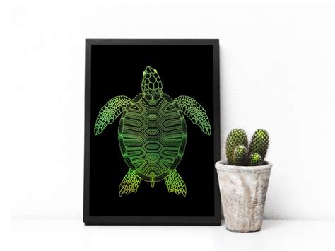 Sea Turtle Foil Print Etsy