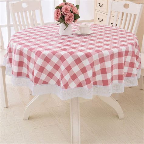 Round Pvc Oilcloth Lace Tableclothheavy Duty Floral Plaid Waterproof